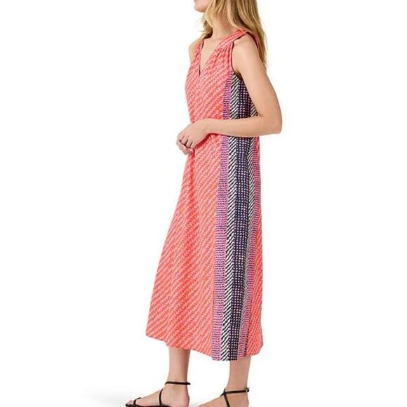 NEW Nic+Zoe Spotty Stripes Abstract Print V-Neck Sleeveless A-line Midi Dress - Picture 2 of 9